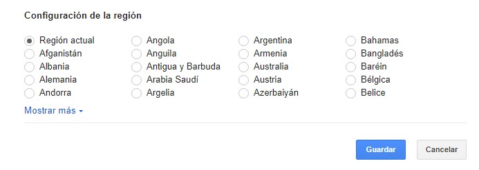 Personalizar resultados de búsqueda de Google por región