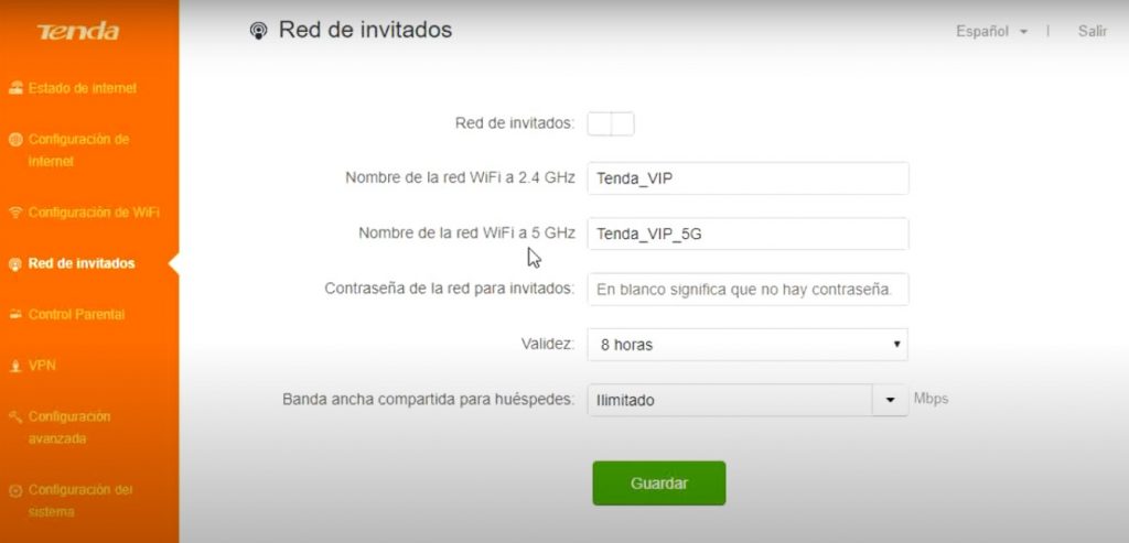 Configurar conexión wifi de invitados